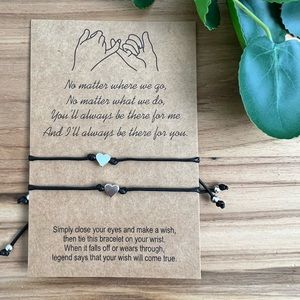 🌿 5/$15 💕 Couple Wish Bracelets Silver Color Hearts